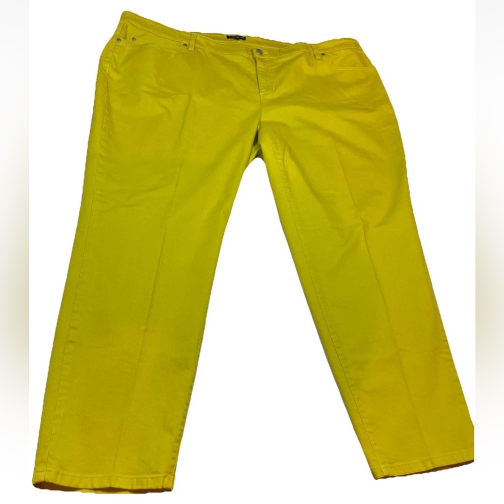 Eileen Fisher Yellow Organic Cotton Spandex High Waist Slim Jeans Womens Size 24